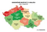 Nejvíce bytů postaveno ve středních Čechách, nejméně na Karlovarsku